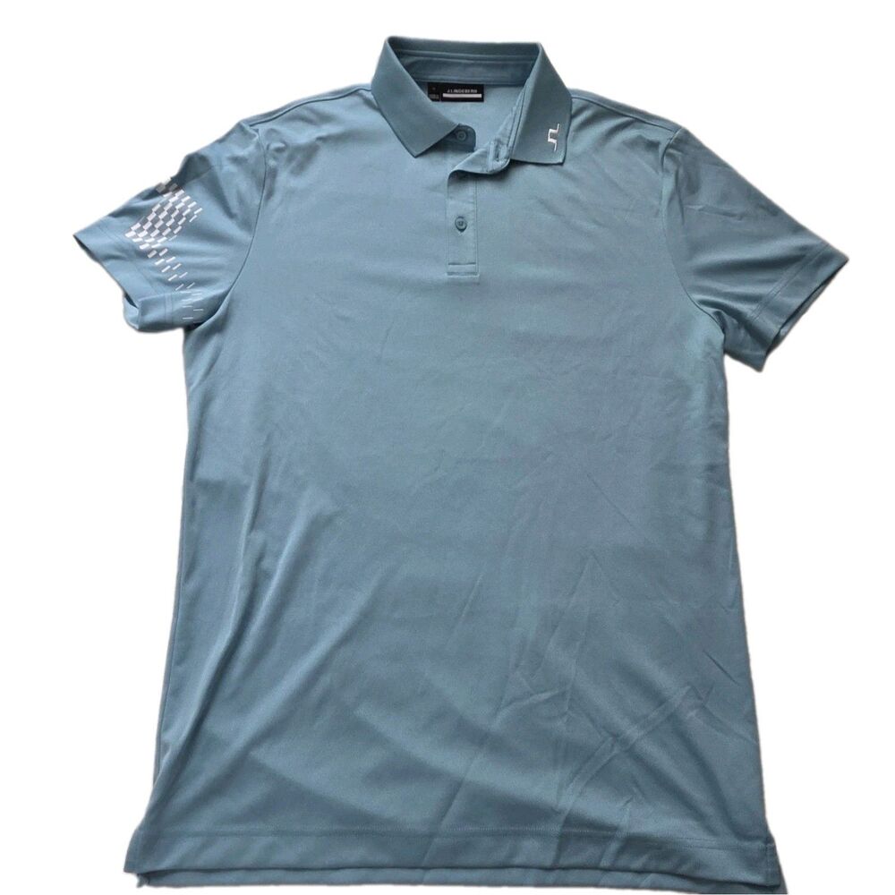 J Lindeberg Men's SHIRT POLO Heath Regular Fit Golf Blue Knit Sz M Medium NEW